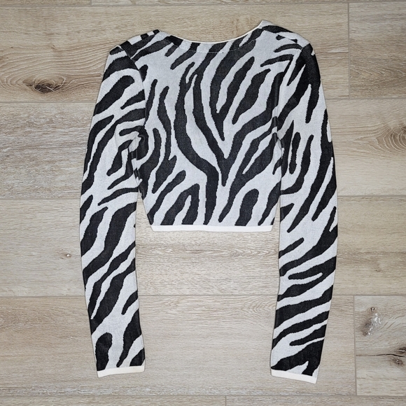 Vintage Y2K WET SEAL Zebra Print Cardigan - Size Small - Picture 2 of 3
